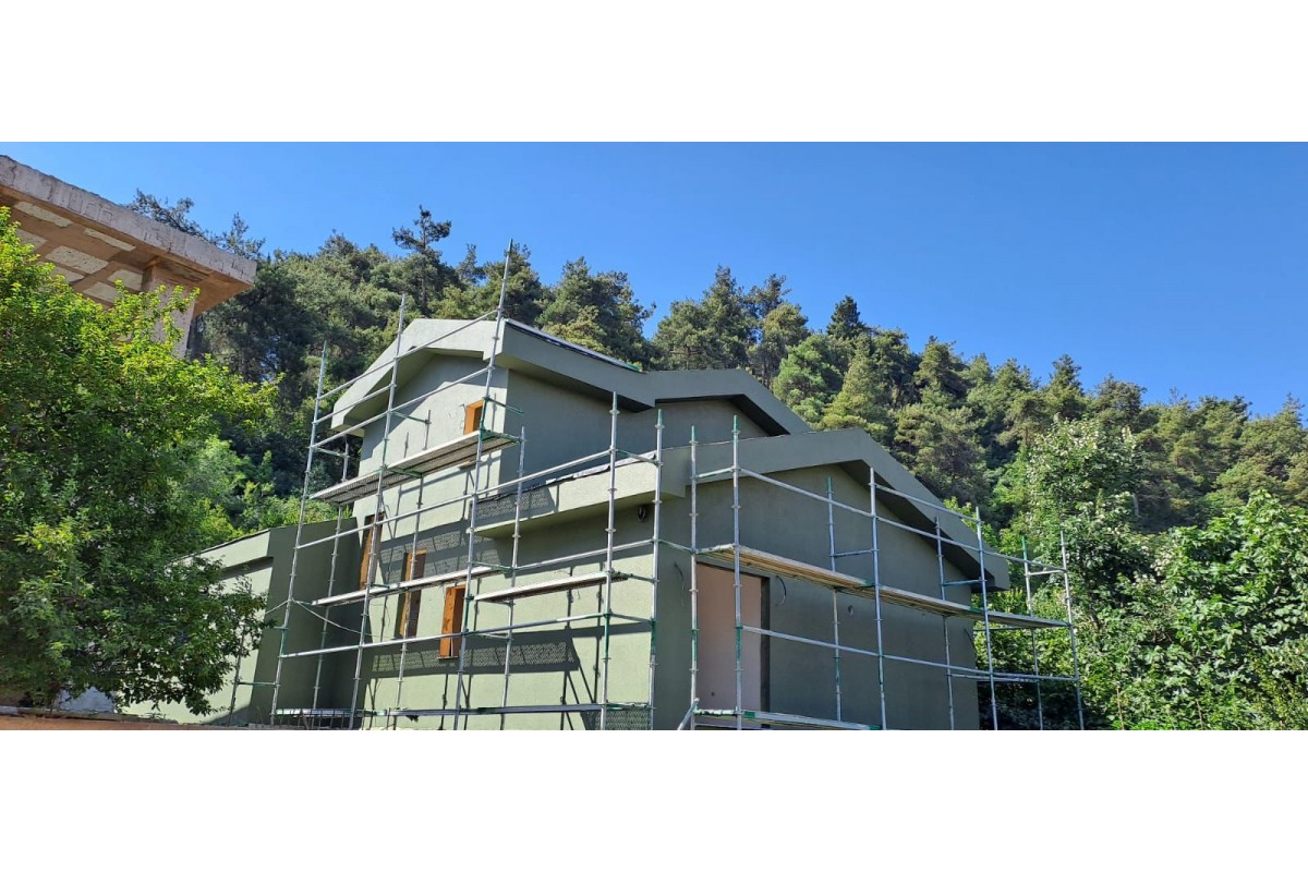 Bursa Misi Köyü’nde teslim edilmiş 220 m² iki katlı garajlı çelik ev dış cephe görünümü