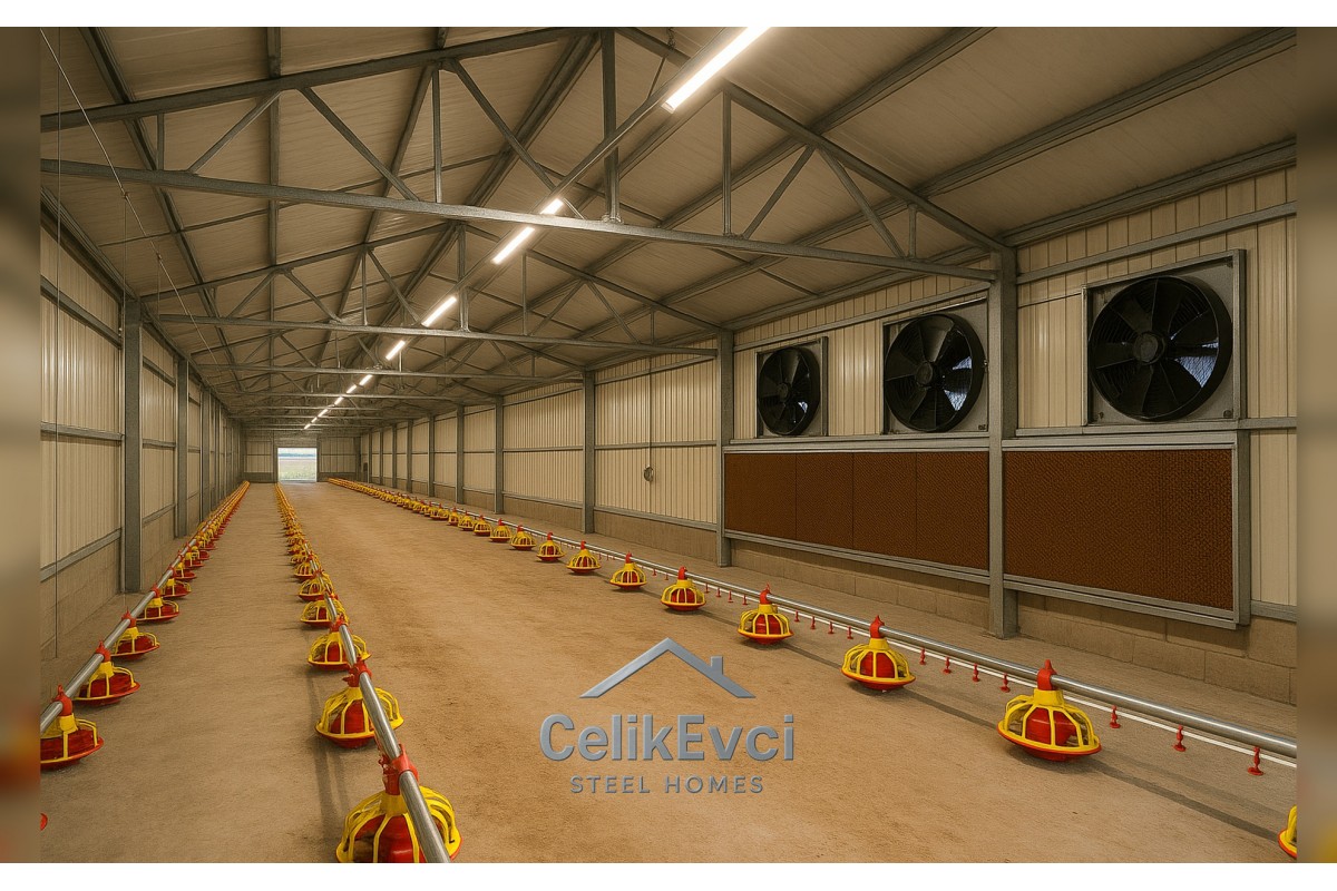 Dayanıklı ağır çelik tavuk çiftliği kümes yapısı