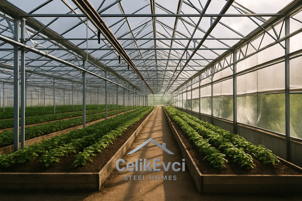 Büyük metrajlı ağır çelik sistem sera yapısı