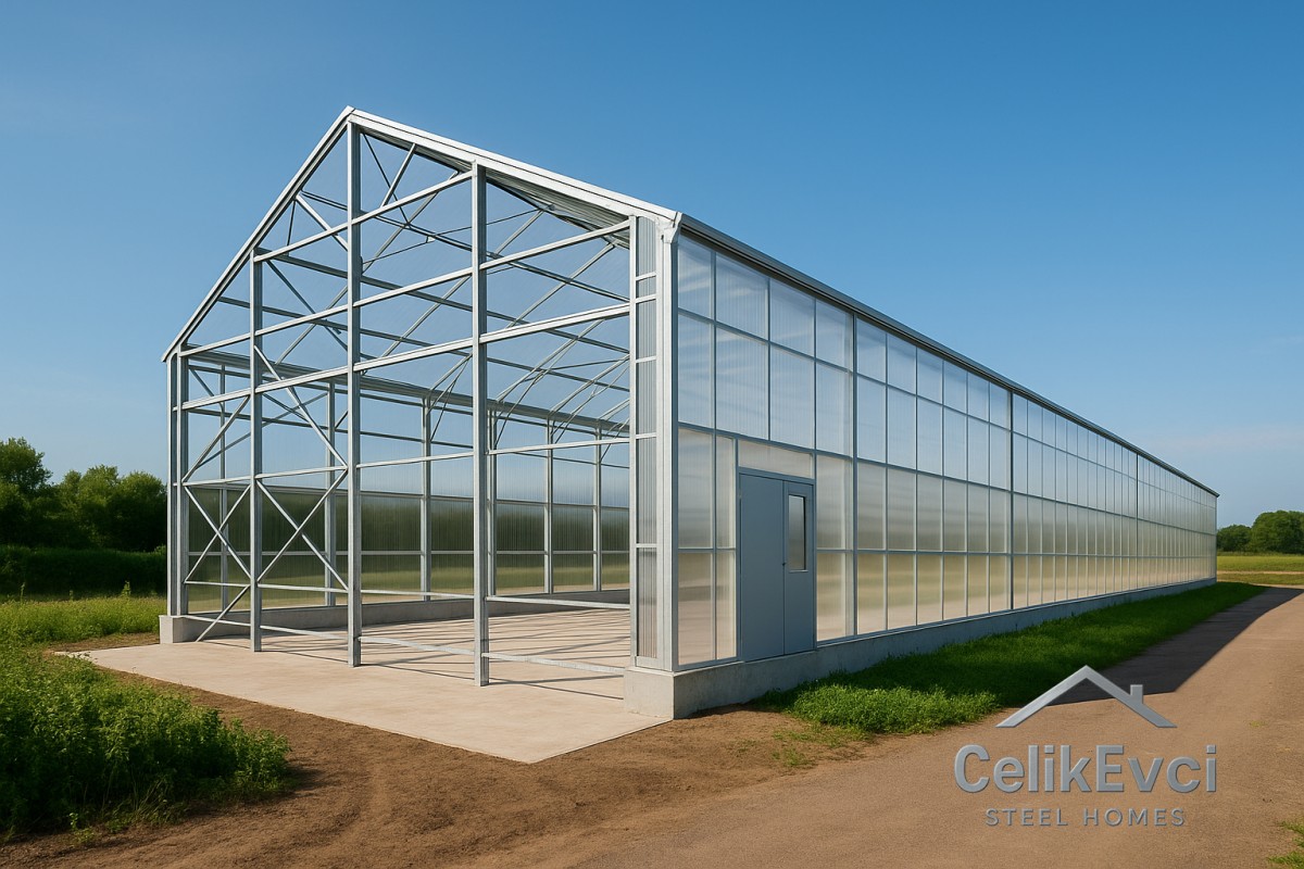 Ağır Çelik Sistem Sera – Büyük Metrajlı Tarım ve Üretim Alanı
