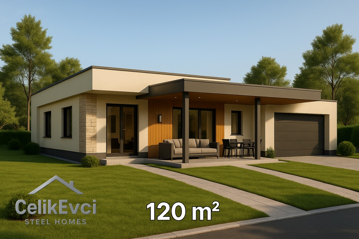 120 m² Çelik Ev – Tek Katlı Yaşamda Lüks Konfor 120 m² Çelik Ev – Tek Katlı Yaşamda Lüks Konfor