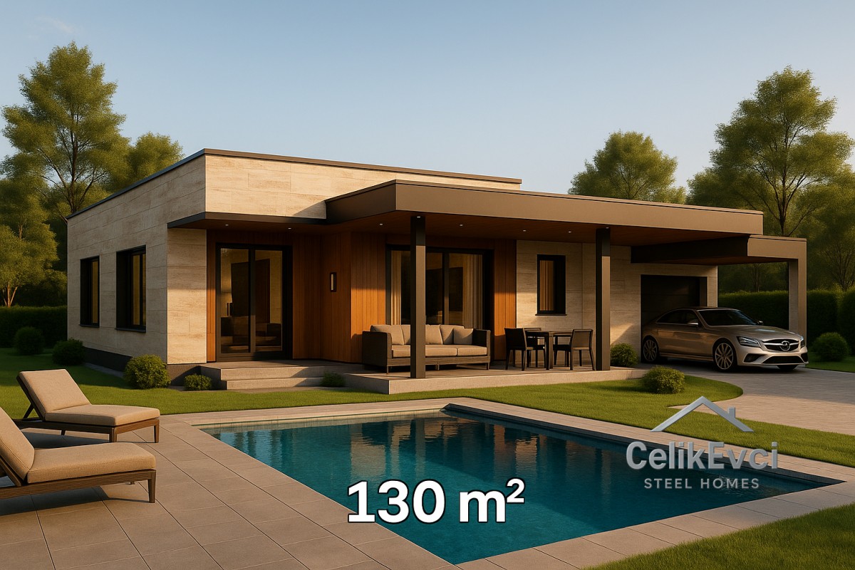 130 m² Çelik Ev – Malzeme Kalitesiyle Uzun Ömür 130 m² Çelik Ev – Malzeme Kalitesiyle Uzun Ömür