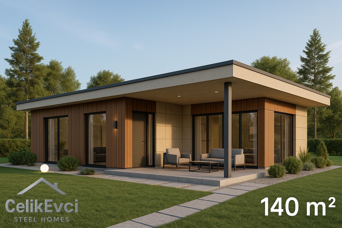 140 m² Çelik Villa – Kat Olmadan Maksimum Kullanım 140 m² Çelik Villa – Kat Olmadan Maksimum Kullanım