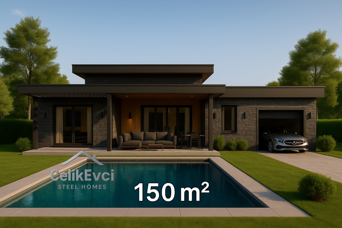 150 m² Çelik Ev – Modern Mimariyle Ferah Yaşam 150 m² Çelik Ev – Modern Mimariyle Ferah Yaşam